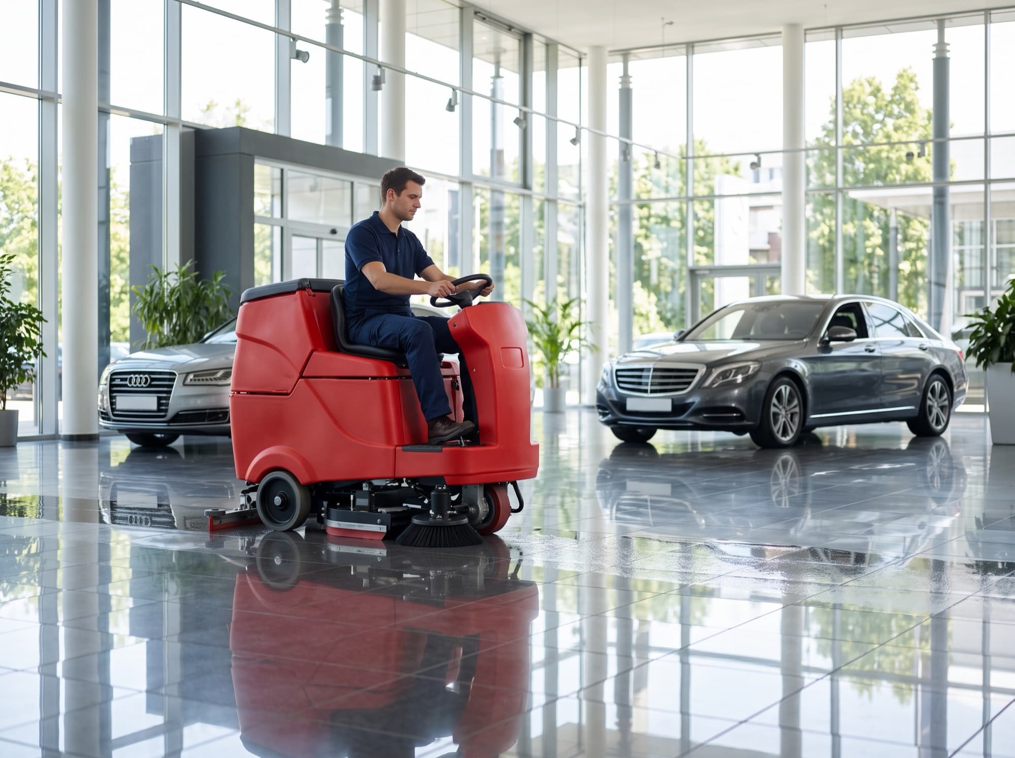 RCM GIGA reinigt einen Premium-Autohaus-Showroom